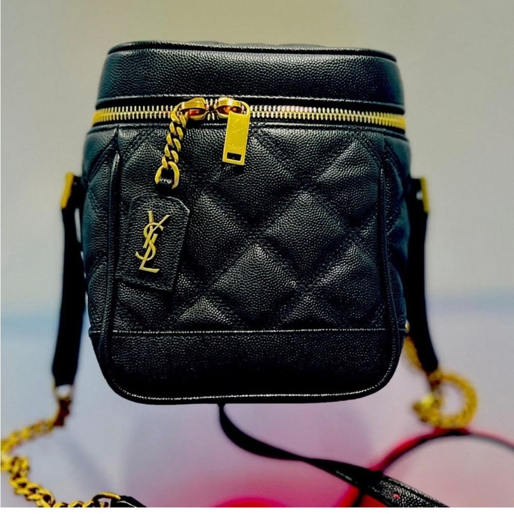 YSL 2021 • 80's Vanity Bucket Bag • Embossed Leather • Black • Lightly Used